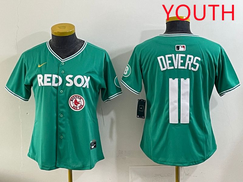 Youth 2025 Boston Red Sox #11 Devers Dark Green Joint Name Nike MLB Jersey style 10